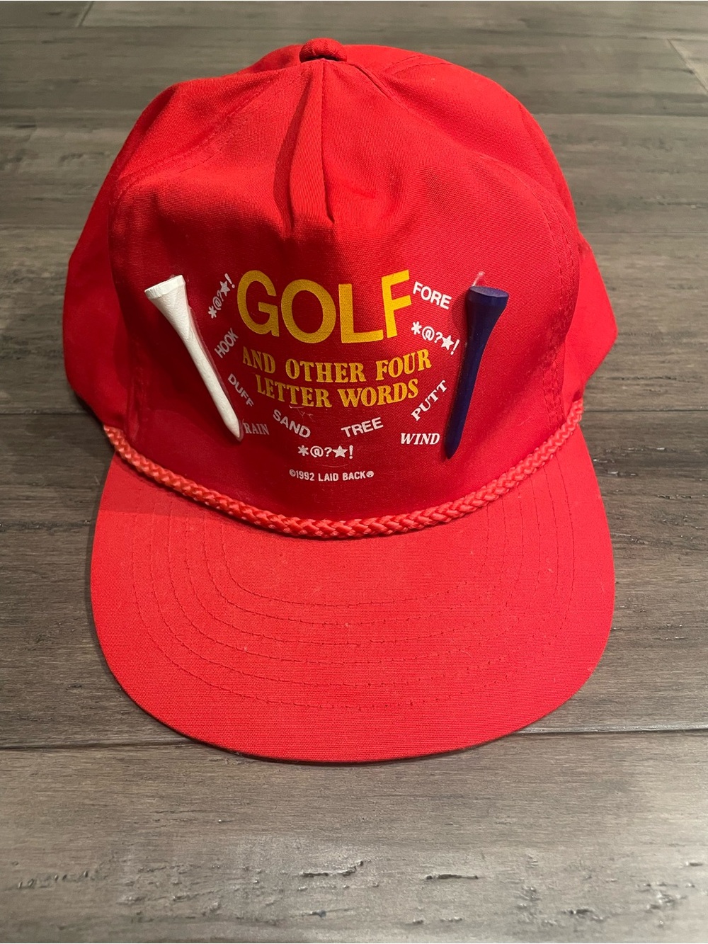 1992 Golf And Other Four Letter Words Strapback Hat Red Funny Golf Cap